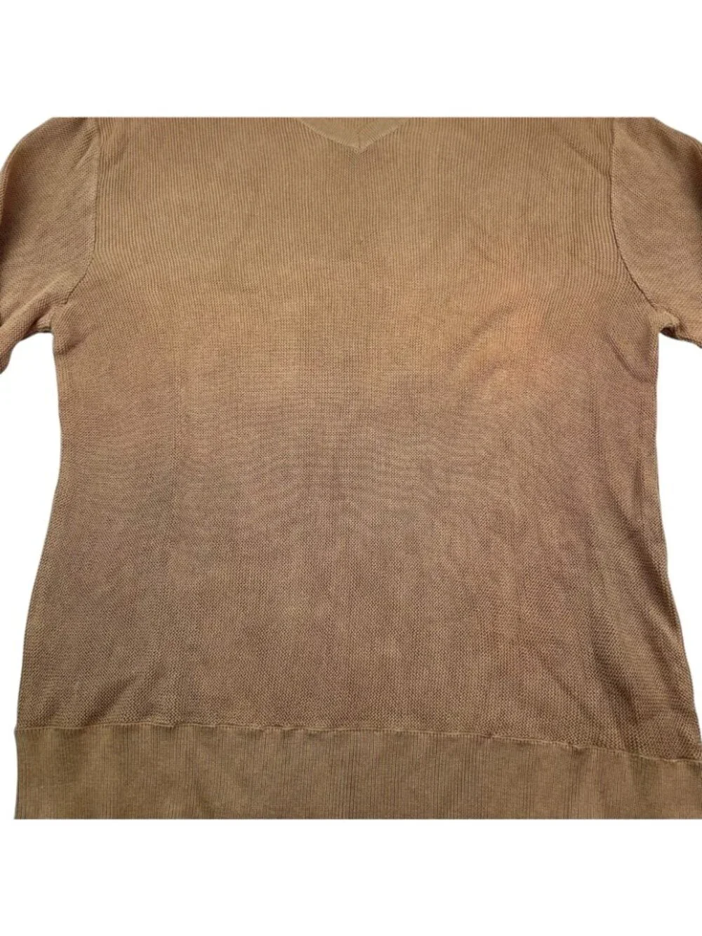 VTG Polo Ralph Lauren Men's 100% Cotton Knit V-Neck Pullover Sweater Tan • Large